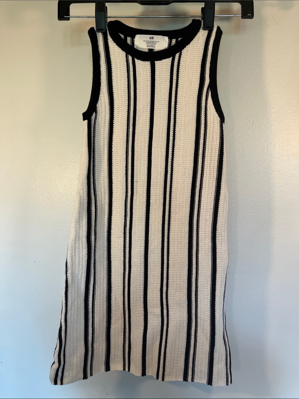 H&M Black and White Sleeveless Knit Stripe Dress